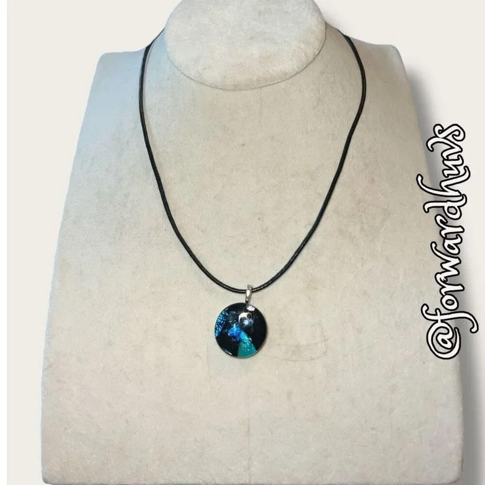 Bundle Sale 3 for $15 | 16-Inch Black Faux Leather Necklace with Glass Pendant